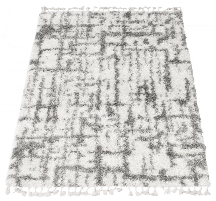 Helma Urban Cream, Light Grey Shag 5'3\" X 7'3\" Area Rug