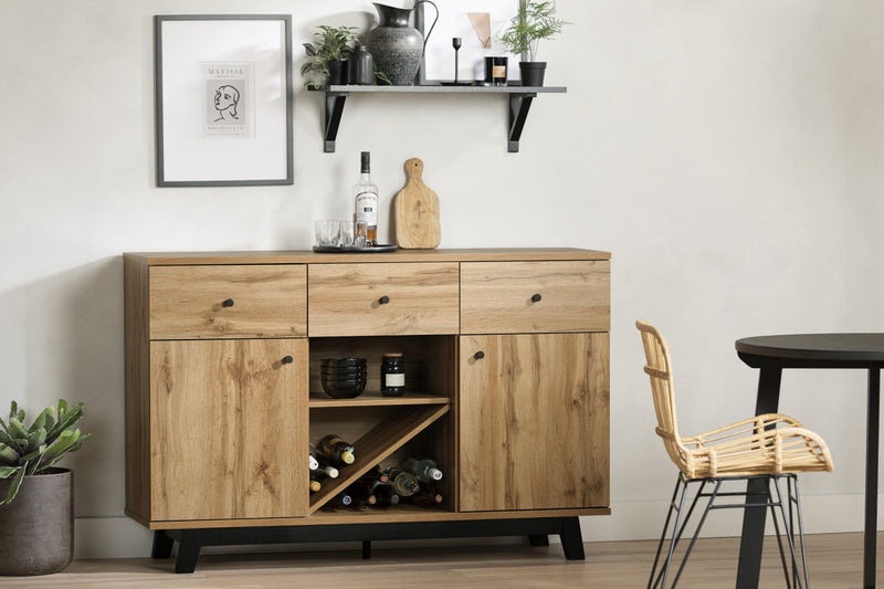 Bellami Buffet with Wine Storage - Nordik Oak 