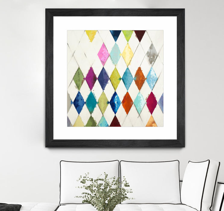 \"Diamonds\" Matted and Framed Black 36x36 Wall Art