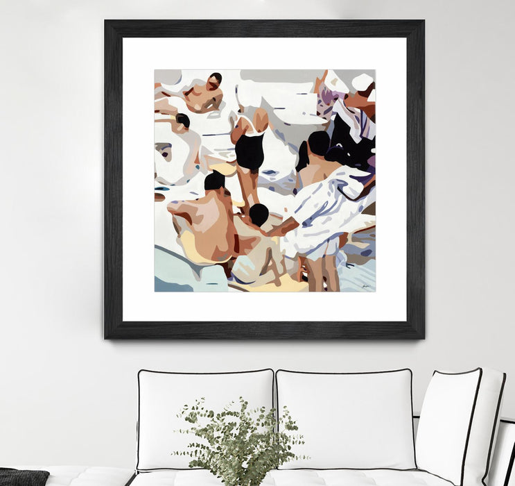 \"Tammy & Greg's Pool Party\" Matted and Framed Black 36x36 Wall Art