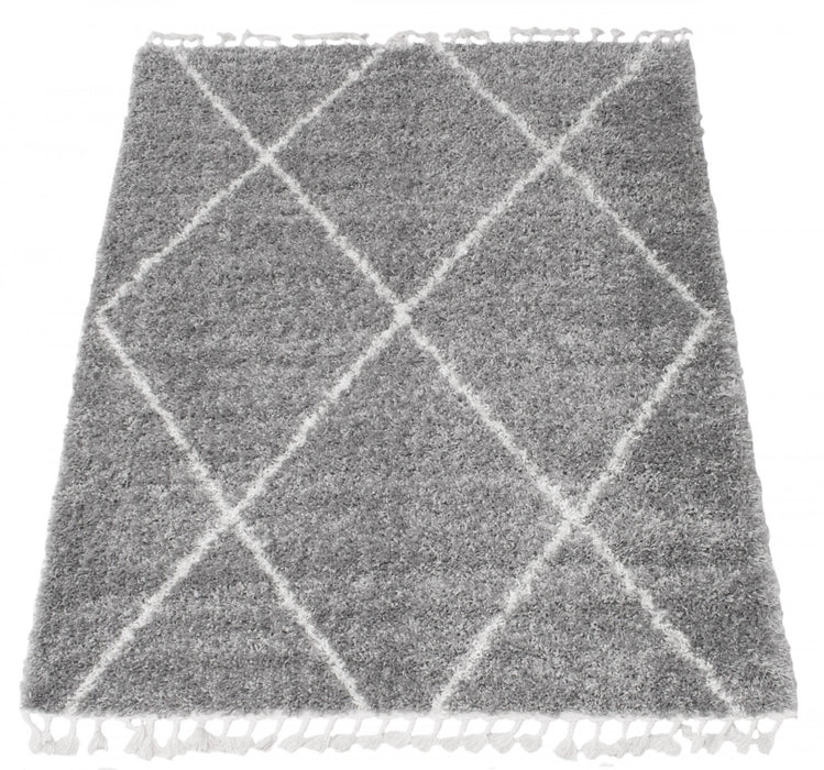 Helma Losange Light Grey Shag 3'11\" X 5'11\" Area Rug