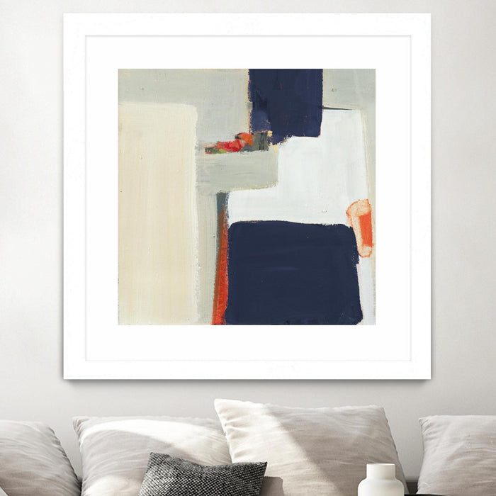 \"Bay Bridge V1\" Matted and Framed White 36x36 Wall Art