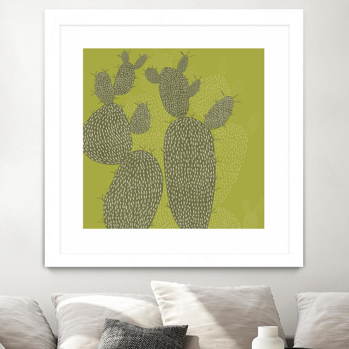 \"Opuntia I\" Matted and Framed White 36x36 Wall Art