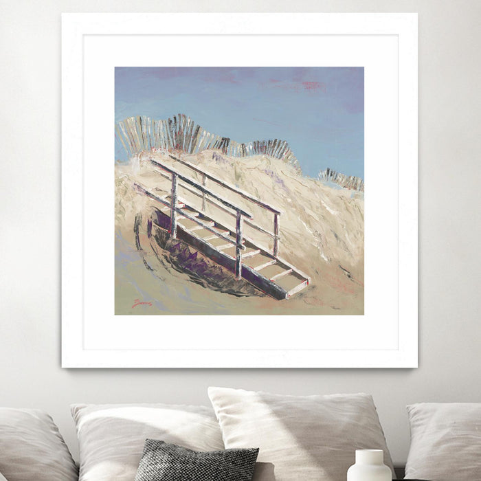 \"Beach Access\" Matted and Framed White 30x30 Wall Art