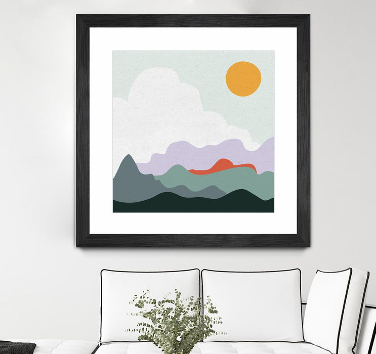 \"Mountainous I\" Matted and Framed Black 36x36 Wall Art