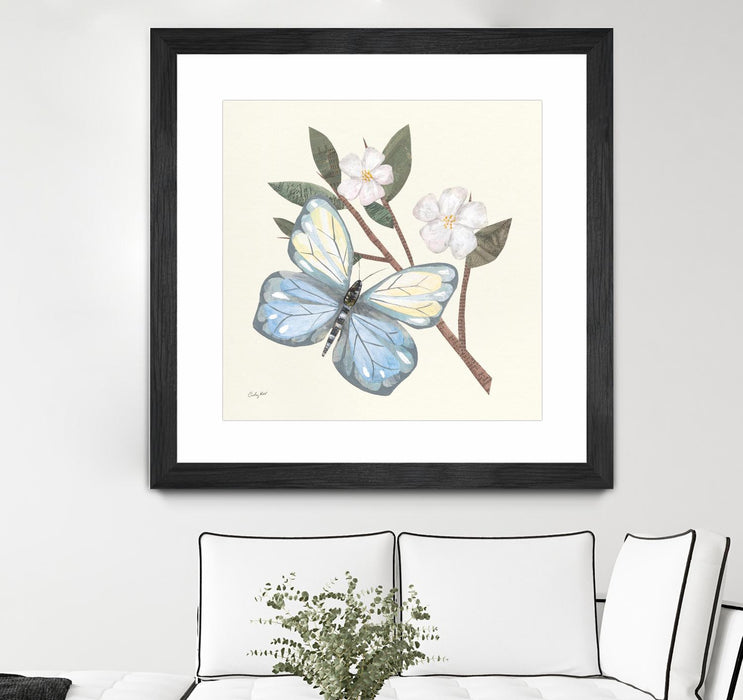 \"In The Garden Butterfly\" Matted and Framed Black 30x30 Wall Art