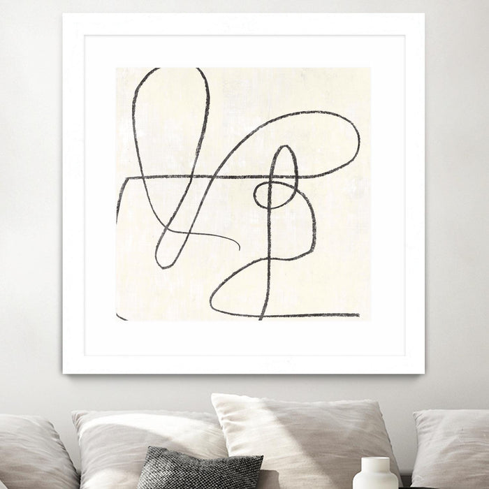 \"Juxtaposing\" Matted and Framed White 36x36 Wall Art
