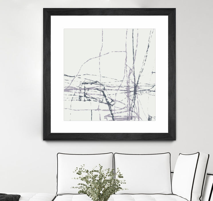 \"Chalk Doodles H\" Matted and Framed Black 30x30 Wall Art