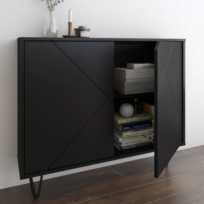 Nordika Slim 2-Door Accent Cabinet - Black