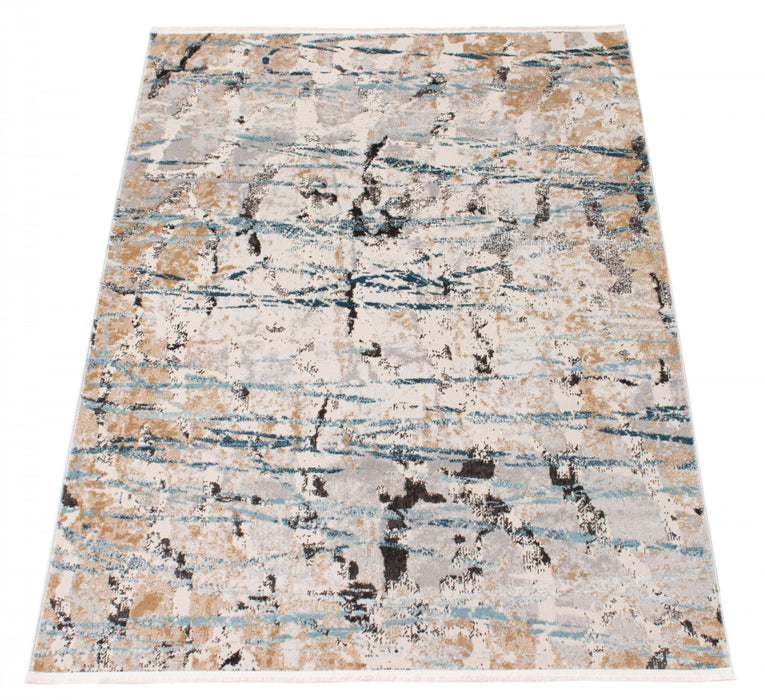 Tahi Blue, Grey, Taupe Rug 3'11\" X 5'11\" Area Rug