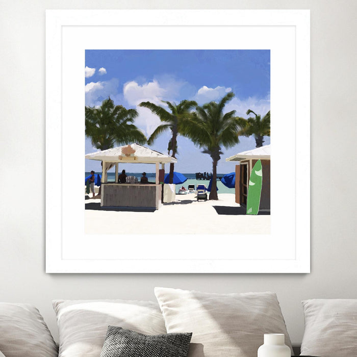 \"Key West Cabana I\" Matted and Framed White 30x30 Wall Art