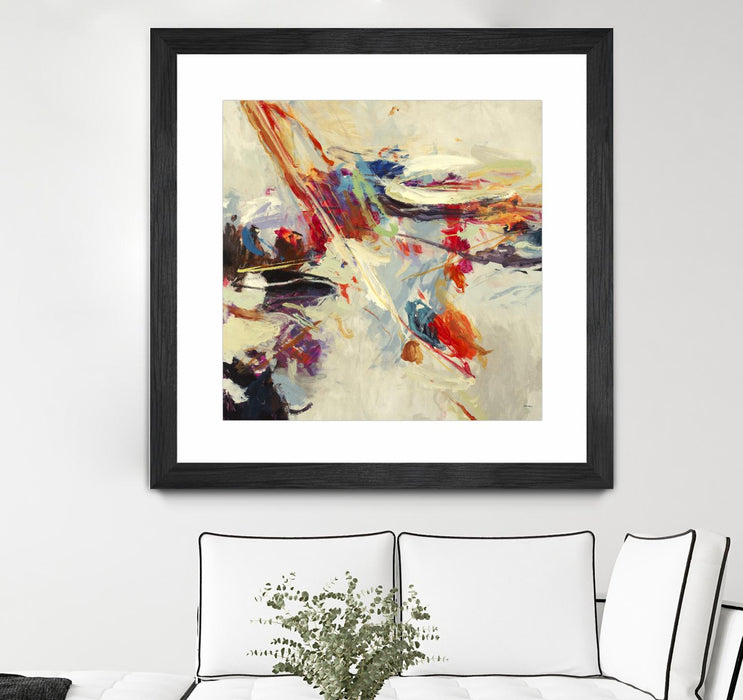 \"Positive Energy I\" Matted and Framed Black 30x30 Wall Art