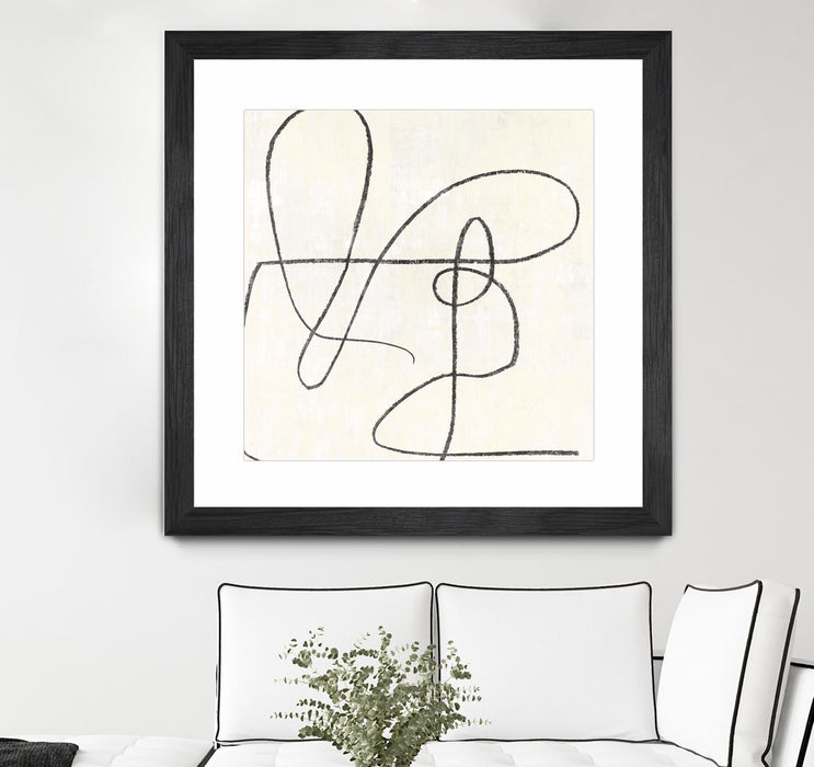 \"Juxtaposing\" Matted and Framed Black 30x30 Wall Art