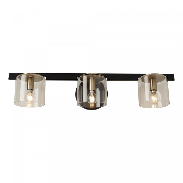 Salinas Black & Brass 3-Light Bathroom Vanity Light
