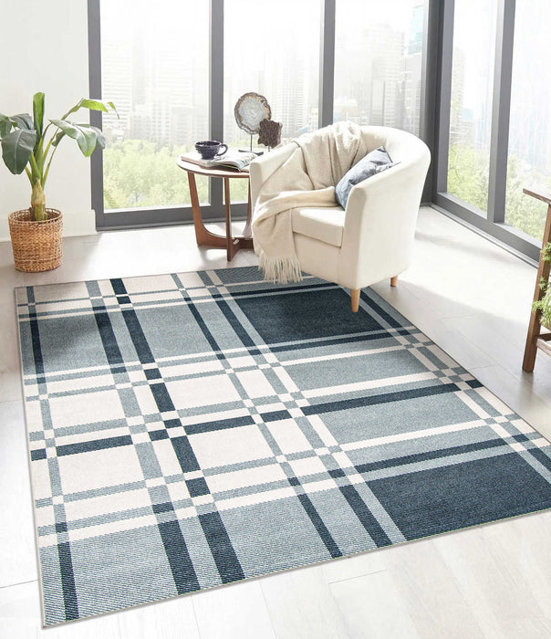 Roma Blue Machine Washable Area Rug - 6'0\" x 9'0\"