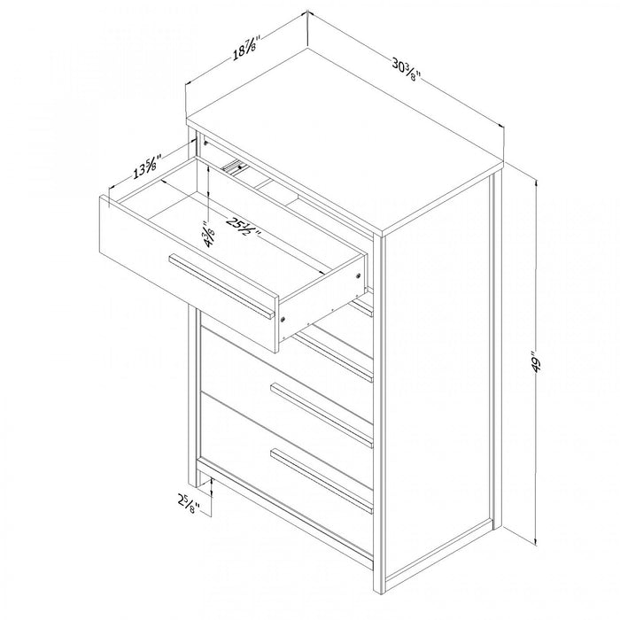 Tao 5-Drawer Chest - Grey Oak