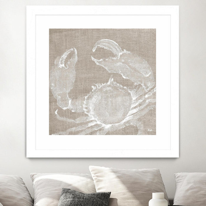 \"Neutral Surf Side I\" Matted and Framed White 36x36 Wall Art