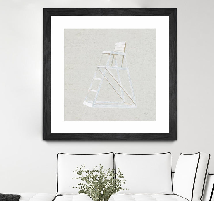 \"Serene Seaside Ii Tan\" Matted and Framed Black 30x30 Wall Art