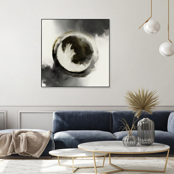 \"Smokey Circumference\" Canvas Framed Black 20x20 Wall Art