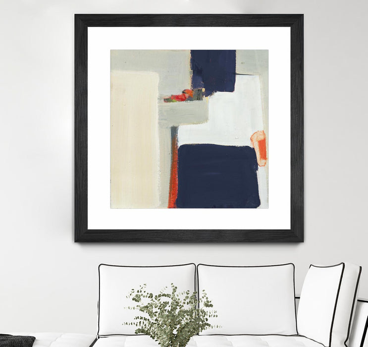 \"Bay Bridge V1\" Matted and Framed Black 30x30 Wall Art