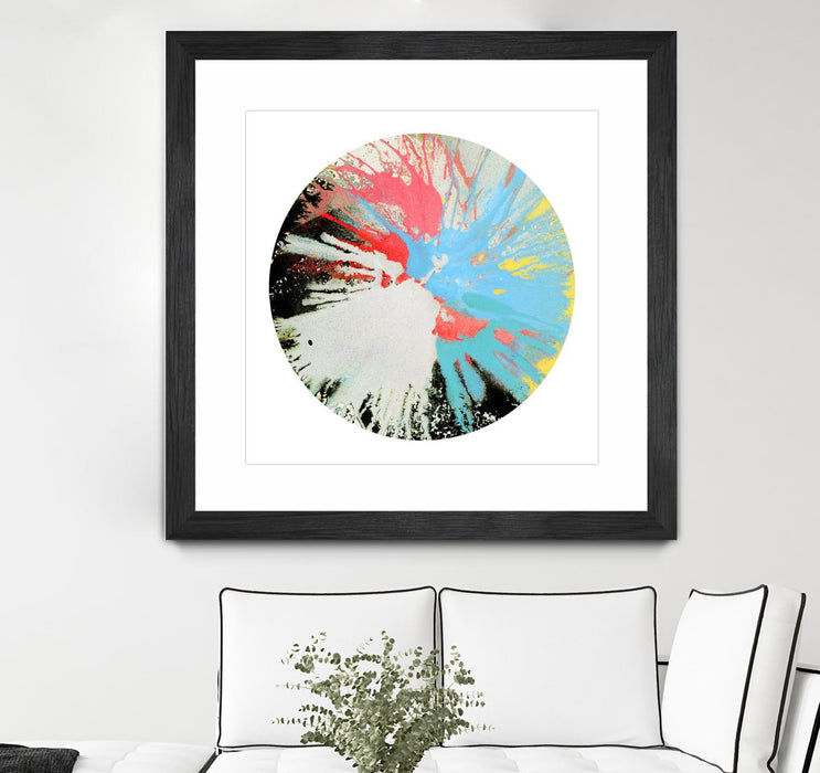 \"Spin Art 10\" Matted and Framed Black 36x36 Wall Art