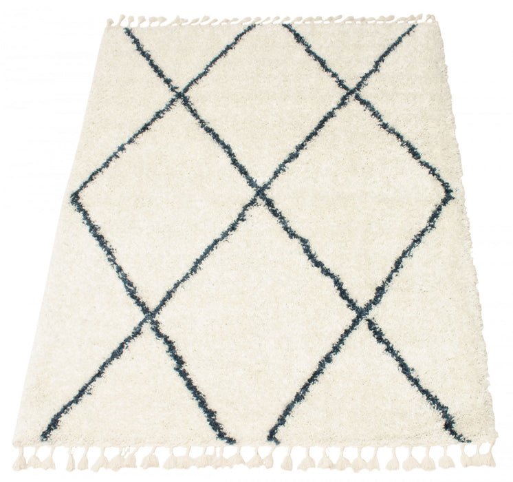 Helma Losange Cream Shag 3'11\" X 5'11\" Area Rug