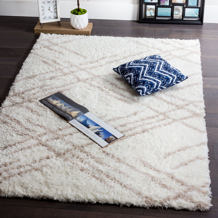 Ker Cream Lines 4x6 Area Rug