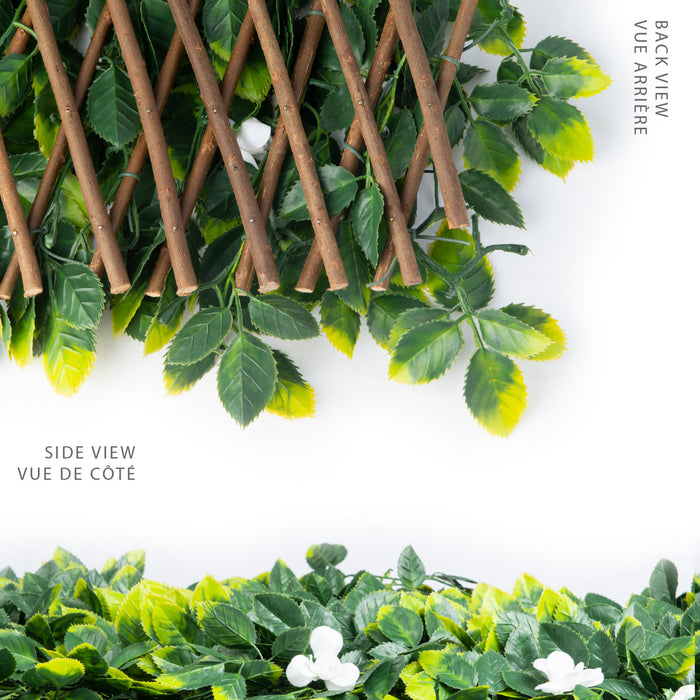 Artificial Willow Expandable Trellis 36\"x 72\" White Rose Leaves
