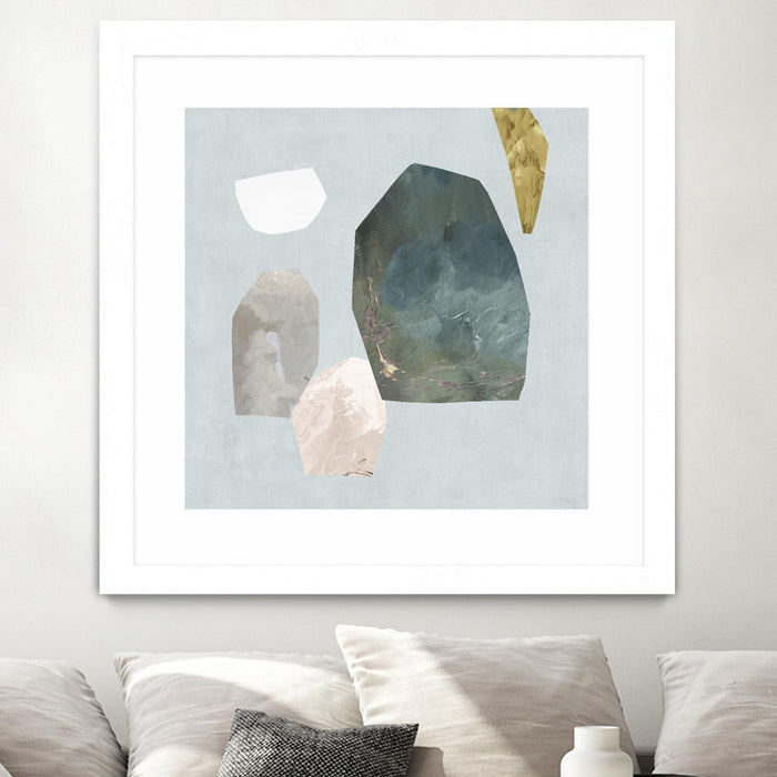 \"Assembly I\" Matted and Framed White 36x36 Wall Art