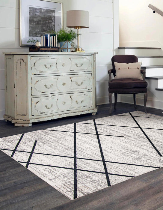 Damali Ivory/Blue Machine Washable Area Rug - 8'0\" x 10'0\"