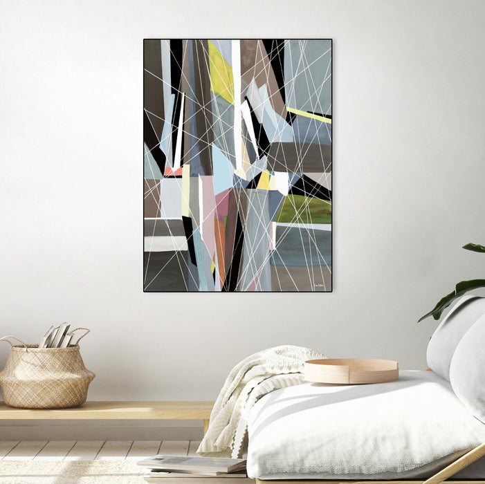 \"Oceanrain\" Canvas Framed Black 30x40 Wall Art