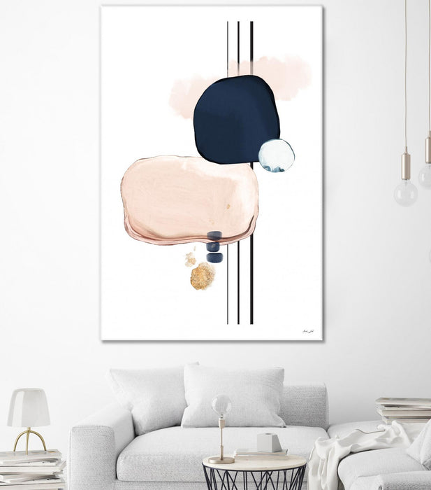 \"Abstract Study Blush And Navy Blue\" Giant Art 84x54 Wall Art