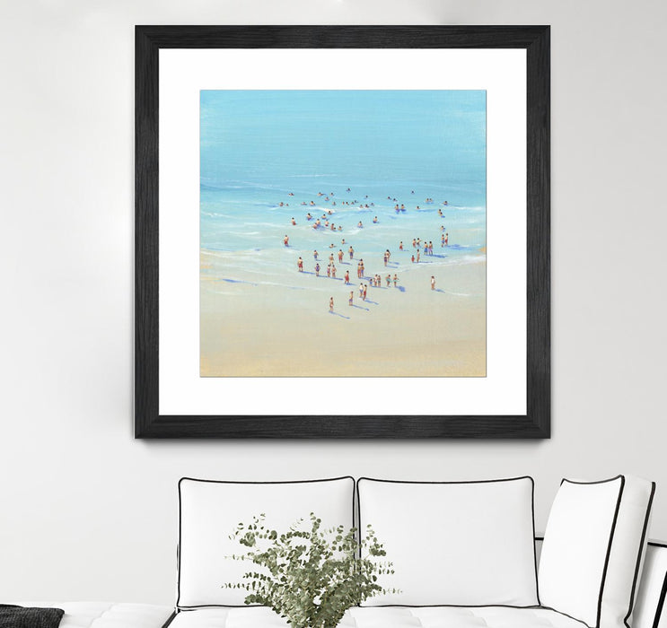 \"Beach Day Ii\" Matted and Framed Black 36x36 Wall Art