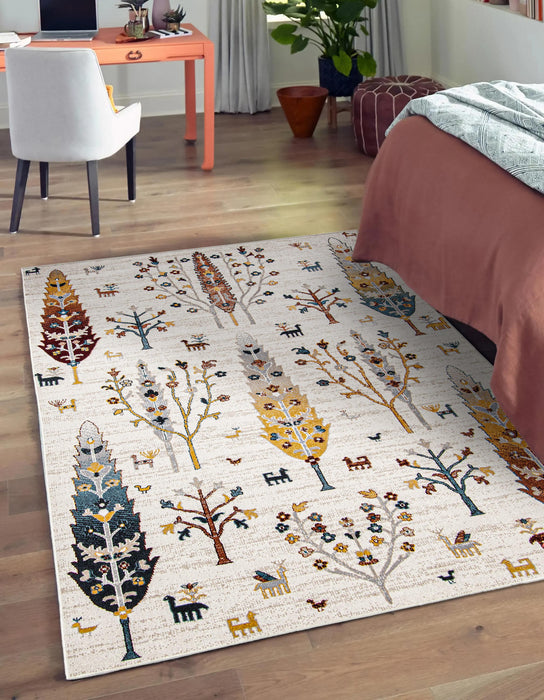 Pine Ivory Machine Washable Area Rug - 5'0\" x 7'0\"