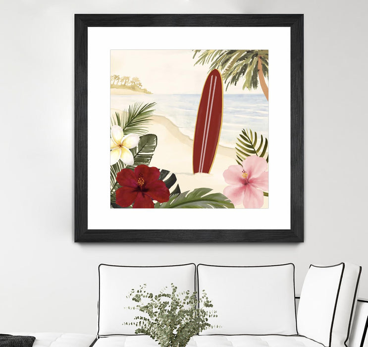 \"Aloha Ii\" Matted and Framed Black 36x36 Wall Art