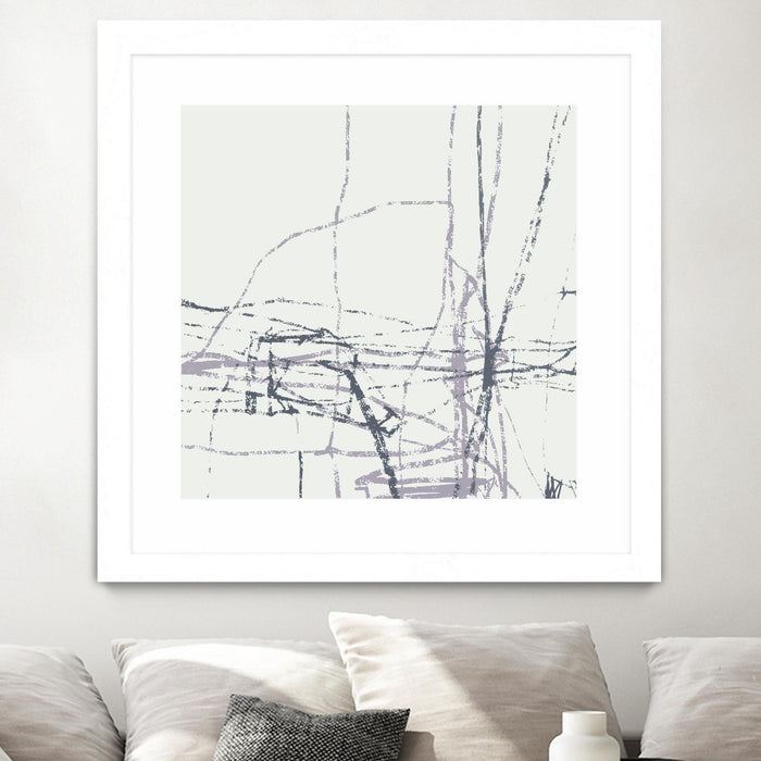 \"Chalk Doodles H\" Matted and Framed White 36x36 Wall Art