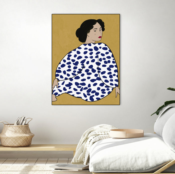\"Happy Girl\" Canvas Framed Black 18x24 Wall Art