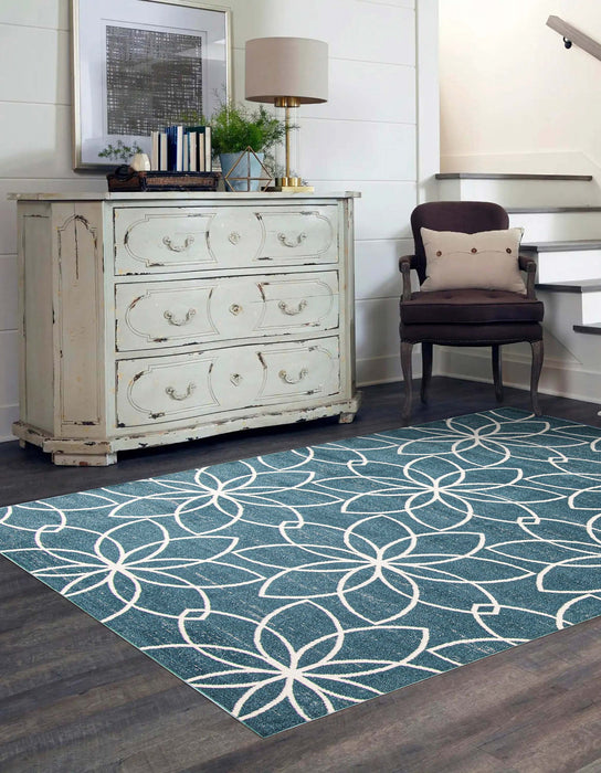 Terali Turquoise Machine Washable Area Rug - 6'0\" x 9'0\"