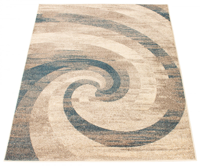 Korra Ivory / Blue 6'7\" x 9'6\" Area Rug