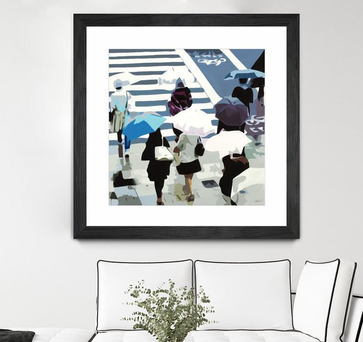 \"April Showers\" Matted and Framed Black 30x30 Wall Art