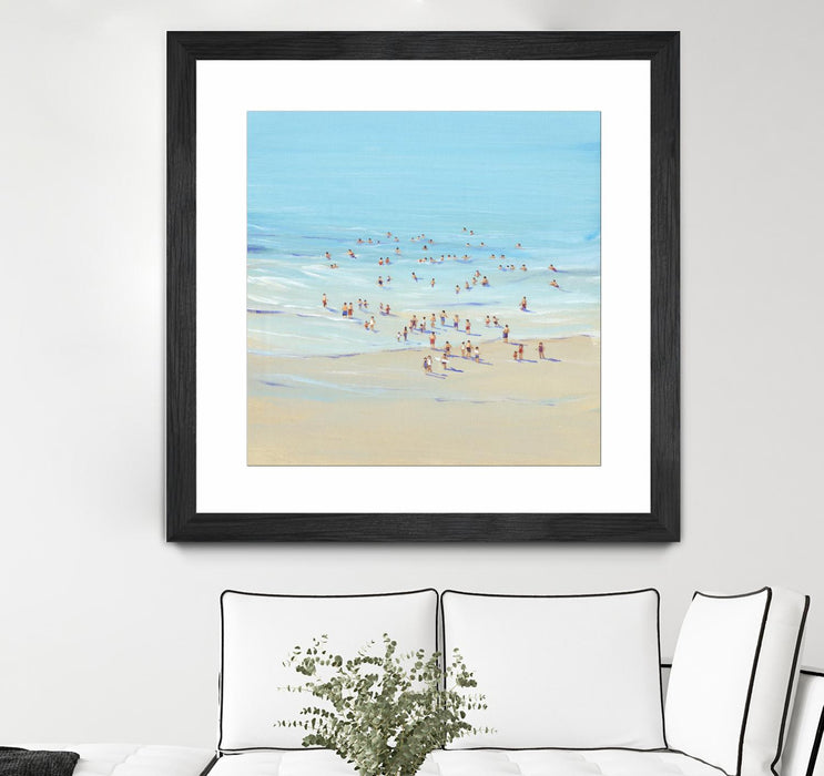 \"Beach Day I\" Matted and Framed Black 30x30 Wall Art