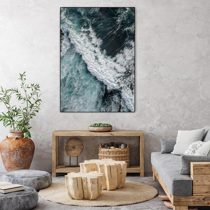 \"From Above 9\" Canvas Framed Black 24x32 Wall Art