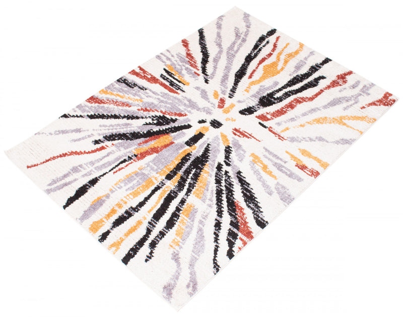 Paloma Sunburst Black, White Area Rug - 3'11\" x 5'11\"