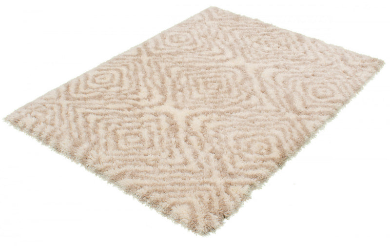 Agalia Abstract Ivory-Tan Shag - 6'7\" x 9'6\"