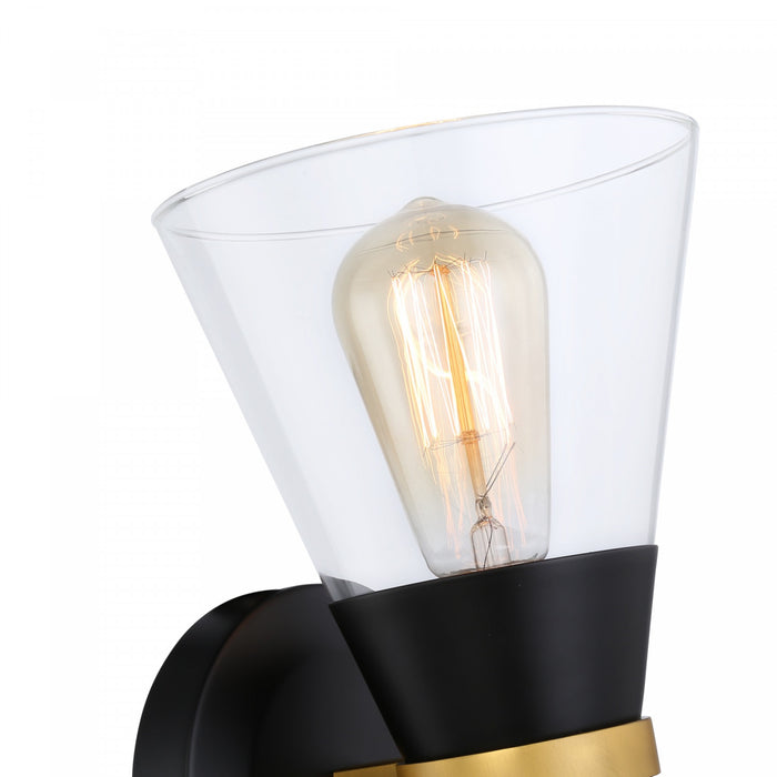 Kanata Black & Brushed Brass 1-Light Sconce