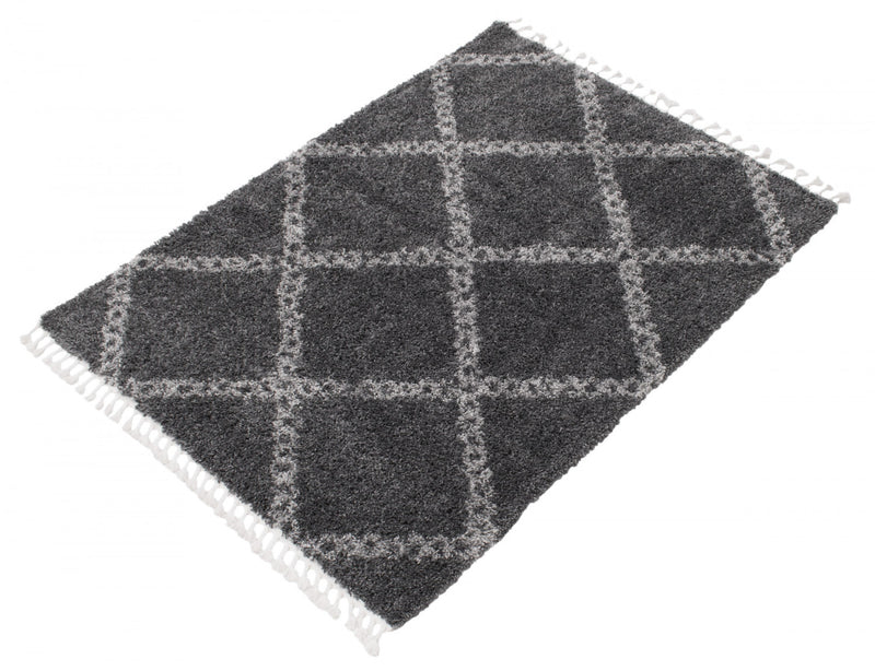 Helma Stark Dark Grey Shag 3'11\" X 5'11\" Area Rug