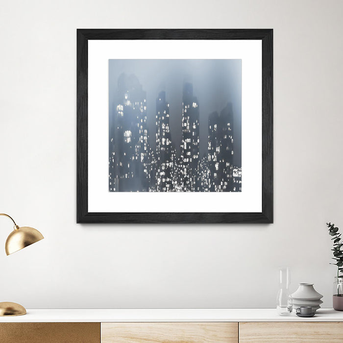 \"Dark City\" Matted and Framed Black 30x30 Wall Art