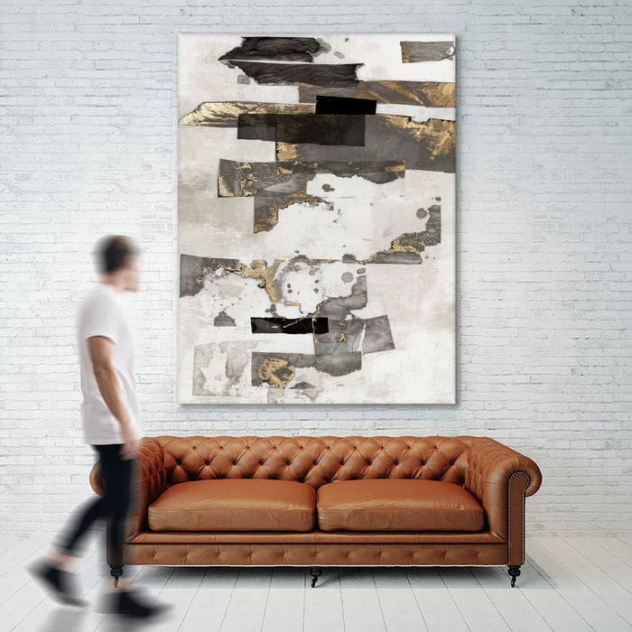 \"Gold And Black Ink I\" Giant Art 72x54 Wall Art