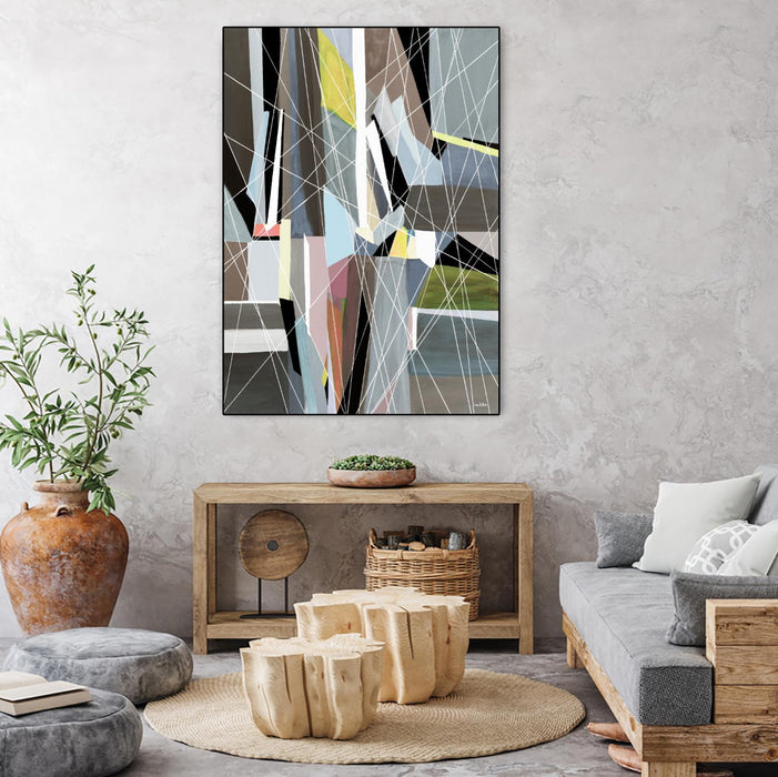 \"Oceanrain\" Canvas Framed Black 30x40 Wall Art