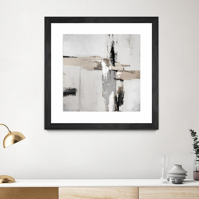 \"Off Edge Ii\" Matted and Framed Black 36x36 Wall Art